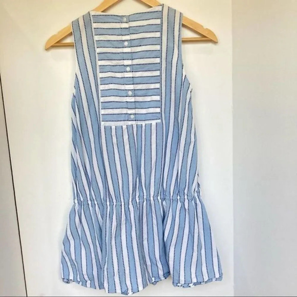 ZARA Poplin Tunic Dress Blue & White Vertical Stripe XS - Picture 4 of 6
